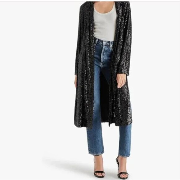 BB Dakota Steve Madden Sequin Duster Jacket M Festival Taylor Swift Concert Vibe - Picture 11 of 13